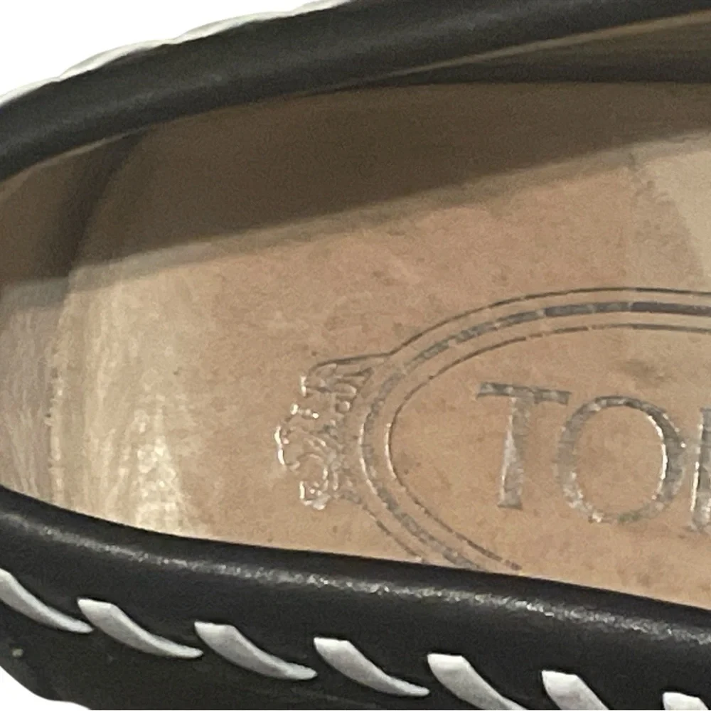 TODS Black and White Women's Loafers - Picture 6 of 7